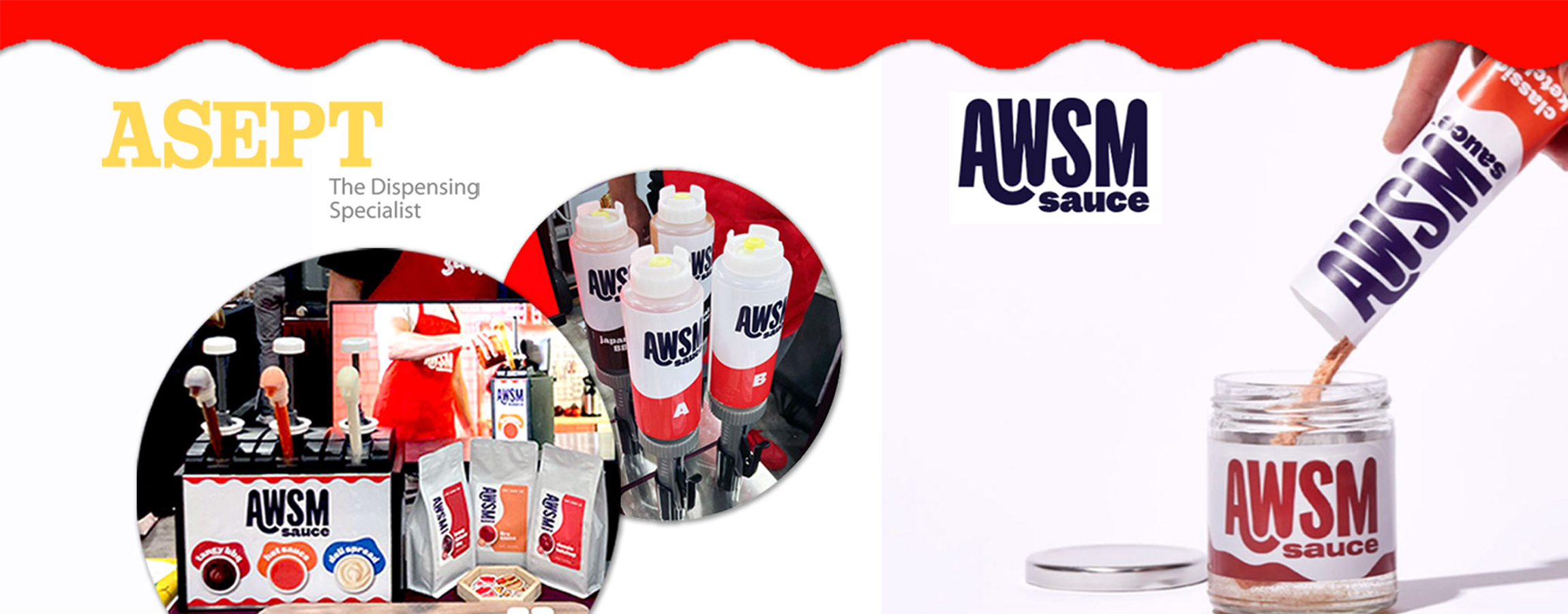 AWSM and ASEPT collaboration dispensers and sauces