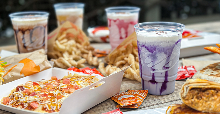 Drinkable desserts and portion-control food dispensers (Taco bell)