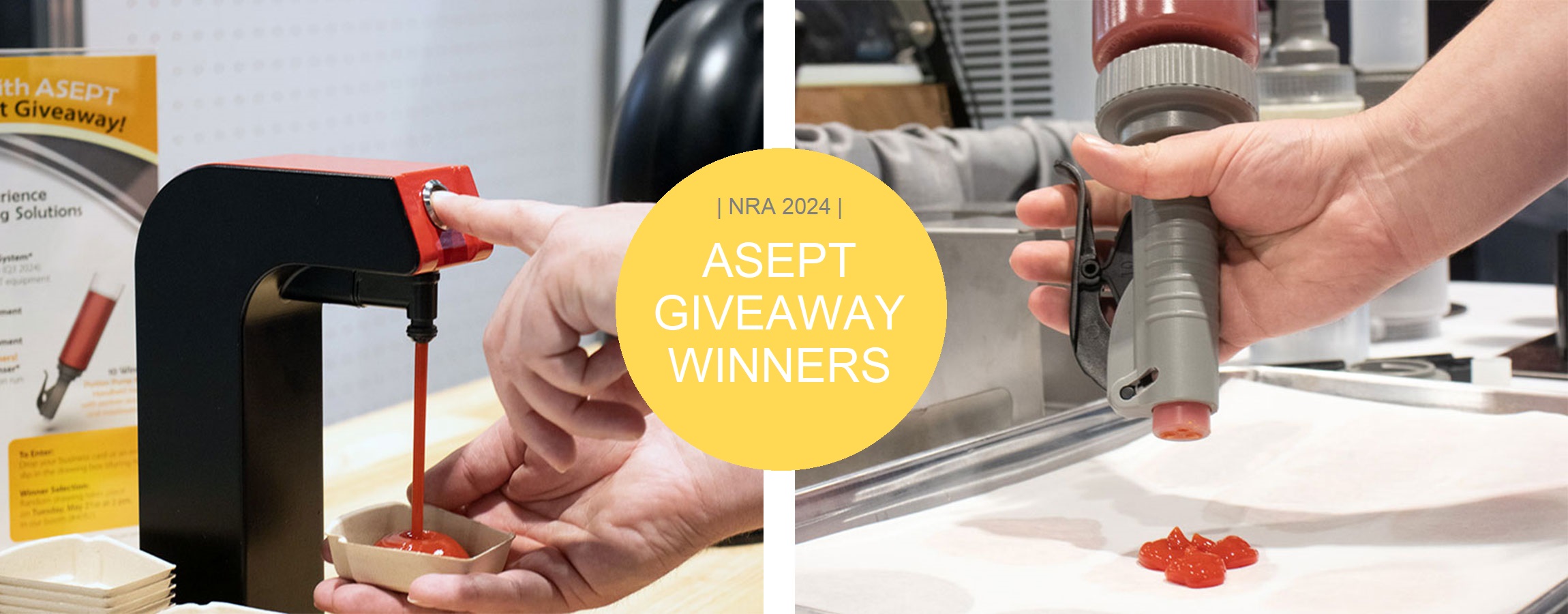 NRA show 2024 ASEPT Giveawyay winners, Condimatic Solo and Portion Pump MAX