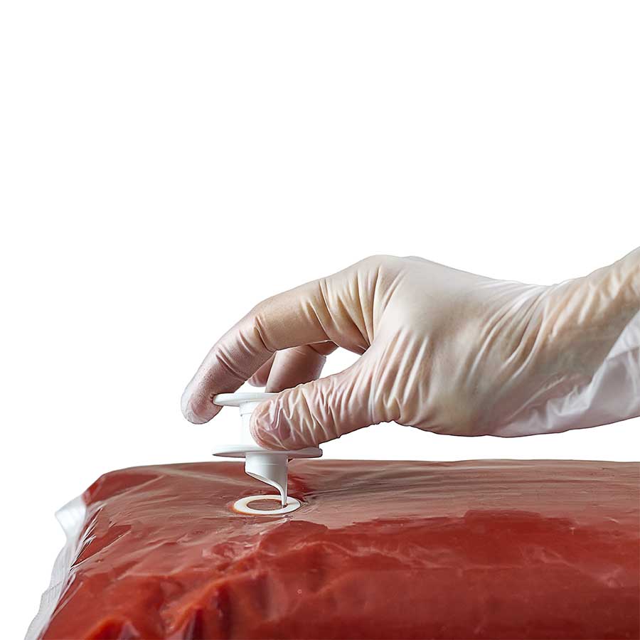 Snap-cap onto pouch with ASEPT fitment