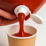 Snap-Cap pouring ketchup in bowl